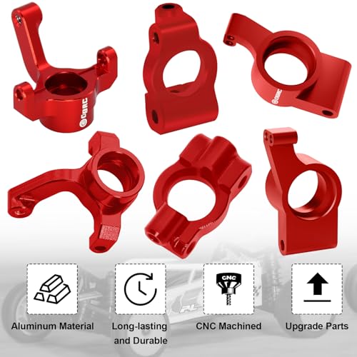 OGRC Aluminum Alloy Steering Knuckles, Caster Blocks C Hubs and Rear Hubs for 1/24 Losi Micro-B Buggy Upgrade Parts (Red) - color: Red