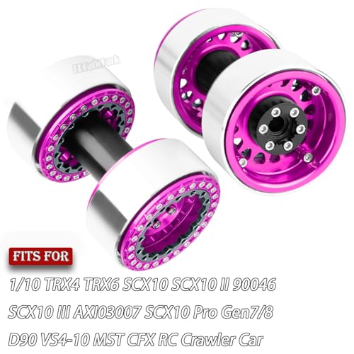 RC 1.9 Dually Beadlock Wheels Rims w/Adjustable Offset for 1/10 TRX4 TRX6 SCX10 SCX10 II 90046 SCX10 III AXI03007 SCX10 Pro Gen7/8 D90 VS4-10 MST CFX RC Crawler Car,4Pcs Alloy Rims,Pink - color: Pink - (Wheels Rims)