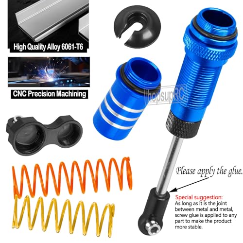 Upgrades Part Front Rear Assembled Full Metal Shocks Aluminum Big Bore RC Shocks Absorber Damper for 1/10 Slash/Rustler/Stampede/Bandit 4X4 4WD 2WD(VXL).Navy Blue(4PCS) - color: Blue(4PCS)