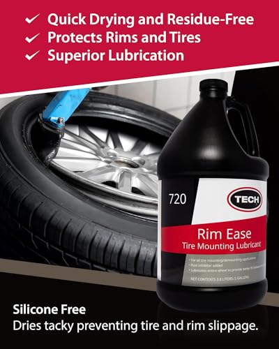 TECH Rim Ease Tire Mounting Lube - Petro/Silicone Free Inhibitor 1 Gallon | Petroleum And Silicone-Free Formula Features Rust Inhibitors In A Ready-To-Use Solution