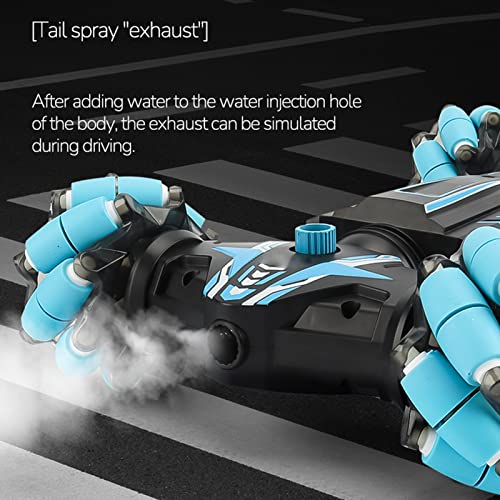 GoolRC Gesture Sensing RC Stunt Car with Light & Music, 4WD 2.4GHz Remote Control Car, Hand Controlled RC Cars with Double Sided 360?Rotating and Cool Spray (Blue)