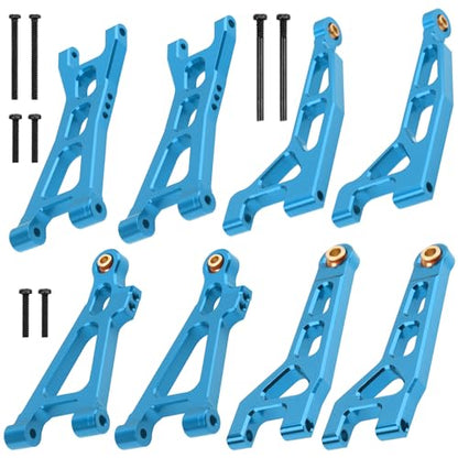 ShareGoo Aluminum Suspension Arms Set Swing Arms Front Rear A Arms Compatible with Hyper Go H16BM H16DR H16 MJX 16207 16208 16209 16210 1/16 RC Upgrade Parts (Blue) - color: Blue