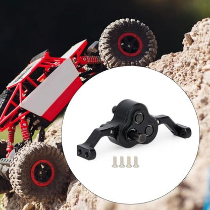 harayaa Model Car Transfer Case RC Rock Aluminum Alloy Car Gearbox Chassis Assembly Adjustable Carrier Bearing Metal Lightweight Crawler Replacement Suitable, Black - color: Black