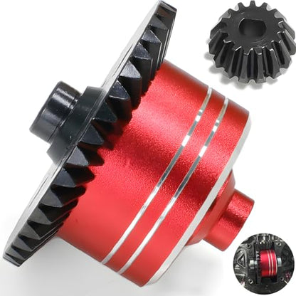 7075 Aluminum Differential Case with 45# Hardened Steel Differential Spur Gear and Bevel Gear, Diff Case and Gear Set Replacement for #54875 Upgraded Parts for 1/10 Tamiya XV02 TT02 TT02B RC Car Red - color: Blue