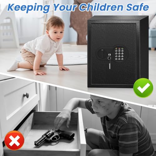 17.55'' Fireproof Safe Box with Digital Keypad, 3.2 Cu Ft Home Safe | Safes with Smart Alert, 2 Removable Shelves,Keys & Pass Code,Wall Mount,External Emergency Power and Fireproof Waterproof Bag - size: 3.2 Cubic Feet