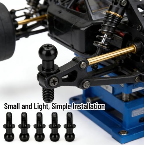 10pcs Metal Ball Screws, Link Rod Shock Absorbers End Fasteners Fixing Spherical Bolts Replacement Compatible with TT01 TT02 RC Car(Black) Model Toys