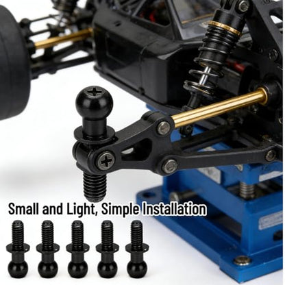 10pcs Metal Ball Screws, Link Rod Shock Absorbers End Fasteners Fixing Spherical Bolts Replacement Compatible with TT01 TT02 RC Car(Black) Model Toys