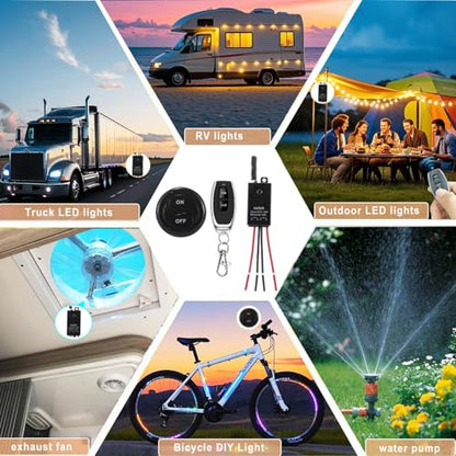 Mini Wireless Switch 12V,5V/12V/48V/10A Relay Remote Switch. | with 328FT Long Range for Track Lights,Car Led Light,Fan,Water Pump,DIY electronics. - color: 5V-48V Mini Remote switch-10A