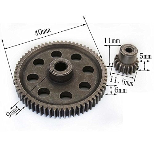 11184 & 11119 Differential Steel Metal Main Gear 64T & Motor Gear 17T Combo for RC HSP 1/10 Car Truck