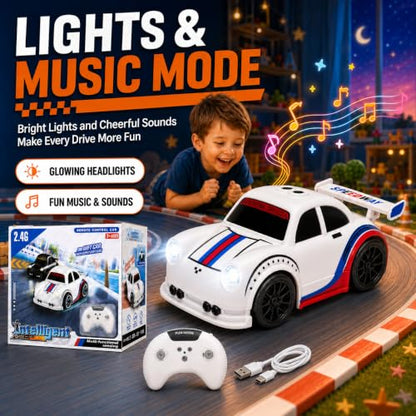 BYTEWAR Toddler Remote Control Car, Follow & Escape Modes, 360° Stunt Drift | Electric Hobby RC Car Toys, Christmas Birthday Gifts Toys for Kids Boys Girls 3 4 5 6 7 8 Years Old - color: White Car