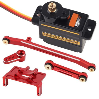 ES08MA ll 12g Metal Gear RC Servo Fit for Axial 1/24 SCX24 RC Crawler Cars with Servo Mount Bracket Arm Set and Steering Link Set