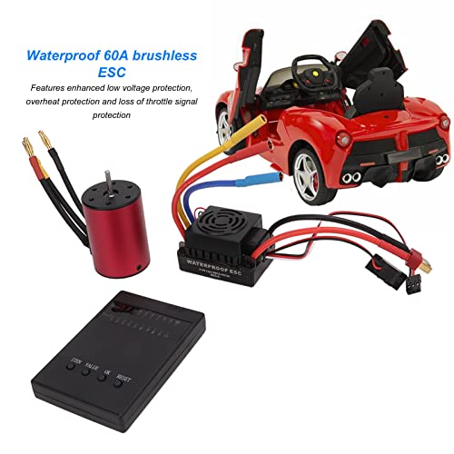 Waterproof Efficient Brushless Motor ESC Kit for 1/10 RC Car Red
