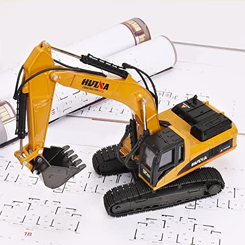 1/40 Scale Metal Excavator Toy, Diecast Construction Equipment Digger Trucks Toys for Boys Kids - style: Excavator