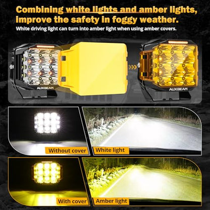 Auxbeam V-MAX Series 7" 228W Cube Offroad Pod Light 270° Side Shooter | Cube Pod Lights with DRL & Back Light, 228W 26100LM Ditch Lights, Spot Flood Combo Beam, LED Driving Light for Jeep Truck - color: 7in Cube LED Pod