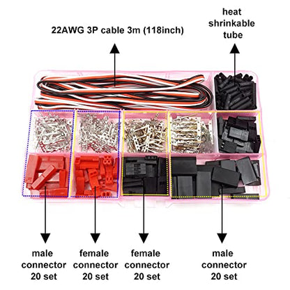 70 Sets Servo Connector Male Female Plug Crimp Pin Cable with Crimping Tool Kit Compatible with Futaba JR Hitec Spektrum RC Connectors