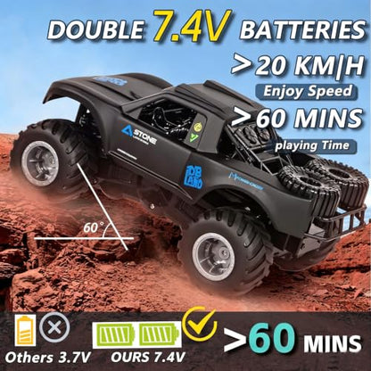 KB KAIBO 1:16 Amphibious Remote Control Car, Fully Submersible Remote Control Monster Truck for Kids, All Terrain 4WD RC Toy with 2 Batteries (60+ Min), 7.4V High Power, Durable Truck for Boys-Blue - color: Blue