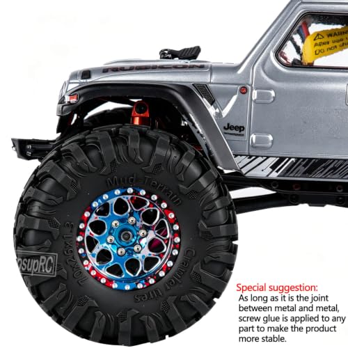for 1/18 1/24 Axia l SCX24 TRX4M,1.3 Beadlock RC Wheels and Tires,1.3" Aluminum & Brass RC Wheel Hub Rim Rubber Tires RC Truck Tires Heavy Duty Rim.Colour 4PCS - color: （4pcs)colour