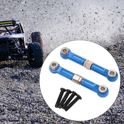 2X 1/14 RC Steering Linkage Aluminum Alloy Adjustable Tie Rods for 14211 Model RC Hobby Car Parts- Blue - color: Blue
