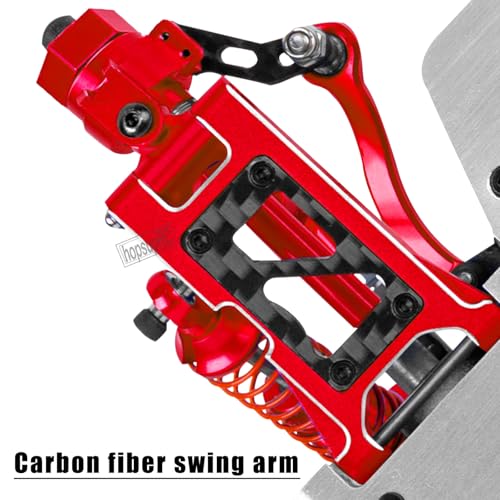 RC Aluminum Metal Shocks&Drive Shaft Axles&Suspension Arms&Steering Block&Camber Links Toe Links&Gearbox&Body Posts Mount&Shock Tower Upgrades Parts for 1/18 LaTrax Teton Desert Prerunner,Red - color: Red(for 1/18)
