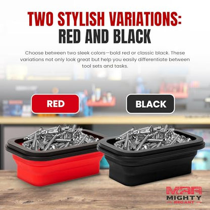 Magnetic Parts Tray Set 3-Pack - Collapsible Silicone Magnetic Tray with Strong Base - Multi-Size (Black) - color: Black