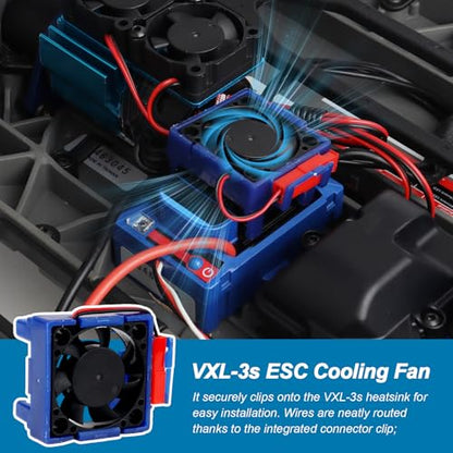VXL‑3s ESC Cooling Fan and Motor Dual Fan Set Kit Aluminum Heatsink for Traxxas Slash/Stampede/Rustler/Hoss 4x4 VXL, Velineon VXL‑3s System