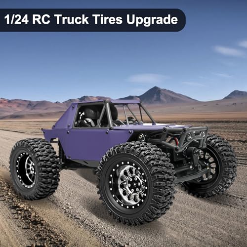 LRFHL 1.3" Beadlock Wheel Tires Aluminum for SCX24 TRX4M, 4PCS, Silver | Upgraded 1.45-inch Wheel, 1/24 SCX24 1/18 TRX4M RC Crawler Car Upgrade - color: Black Tires+ Silver Wheels-1