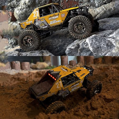 1/24 4x4 UDI RC UCX2405PRO RC Rock Crawler Model Brushless Motor ESC Radio Controlled Off-Road Vehicles RTR Car Battery Hobby Grade Model for Birthday Gift(Yellow) - color: Yellow