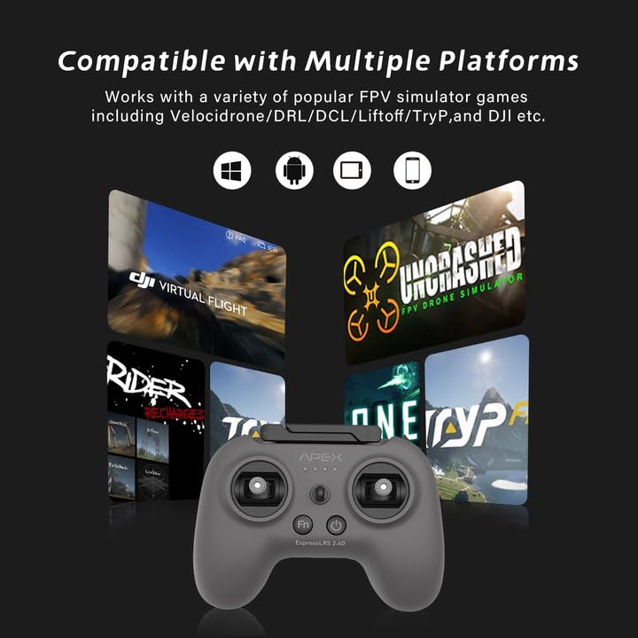 APEX RC Radio Transmitter ，FPV Controller with VR70 and ELRS 2.4G V3-V3.3,Supports FPV Simulators,No dongle Required,Suitable for Beginners,Built-in HF Head with 500mW,2000 mAh,G-129