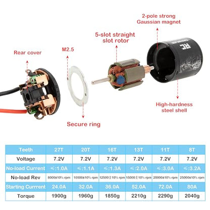 MEUS Racing 540 Brushed Motor 16T Motor for 1/10 Axial SCX10 SCX10 Pro Capra 1.9 UTB Traxxas TRX4 RC Cralwer Car (16T)