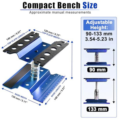 RC Car Repair Work Stand Lift Lower Adjustable Workstation Aluminum 360 Degree Rotation for 1/8 1/10 1/12 RC Car Traxxas Slash TRX4 Arrma Axial SCX10 Losi Redcat Wltoys RC Crawler Monster Truck Buggy - color: Lift Lower Blue