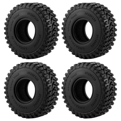 4PCS 1.55" Soft Rubber Wheel Tires 1.55 inch Mud Wheel Tyre All Terrain Crawler Rubber Tires with Foam Insert for 1/10 RC Crawler Car Axial 90069 TF2 D90 CC01 LC70 Tamiya MST JIMNY UTB18