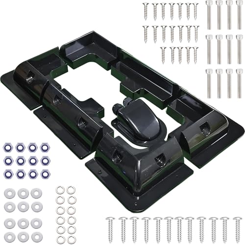 Solar Panel Mounting Brackets - 7PCS Drill-Free ABS Corner Mount Kit for RV, Boat, Caravan & Campervan Roof, Complete Hardware with Cable Entry Gland & Screws (Black) - color: Black