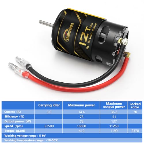 550 12T Brushed Motor and 60A Waterproof Brushed ESC Electronic Speed Controller for Axial RC4WD Cross HPI Mist GMADE D90 D110 TF2 SCX10 1/10 Remote Control Car Truck (Black) - color: Black