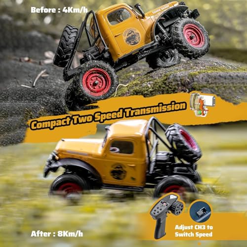 FMS FCX24S Power Wagon S 1/24 RC Crawler, Brushed 4x4 RTR Rock Crawler with Portal axle, 2-Speed Transmission, PC Hard Body – RC Car for Adults and Gift - color: Blue