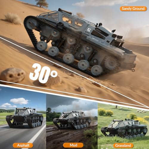 1:16 RC Tank Remote Control Tank Off-Road RC Truck 4WD RC Crawler 360°Rotating Drifting Car with 2 Batteries - color: Gray, size: 1:16