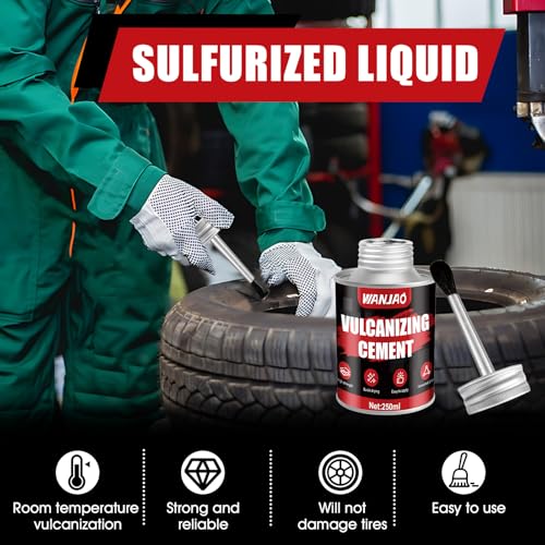 250ML Rubber Cement Tire Repair Strong Adhesion Waterproof | Rubber Cement Glue With Brush Fast Curing Easy to Use and Flexible Repair for Automotive Industrial Home Repairs