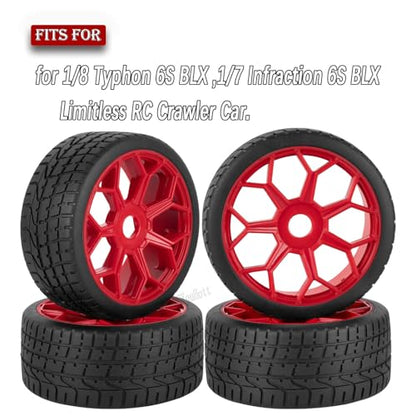 RC Wheels Tires for 1/8 Typhon 6S BLX,1/7 Infraction 6S BLX,Limitless,RC Highway Tires Wheels Soft Tires Truck Tire Highway Tires,Red - color: Red - (Rc Wheels Tires)