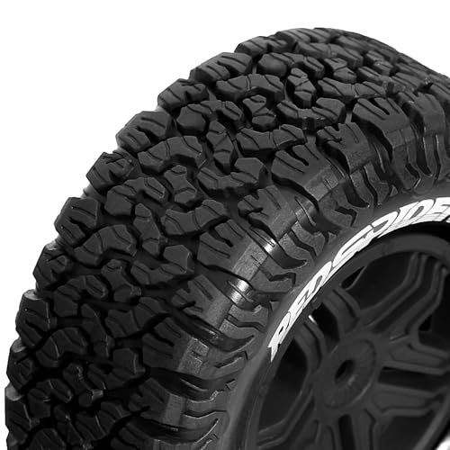 REDSPIDER 1/10 RC Short Course Truck Wheels and Tires (4PCS) Hex 12mm for 1/10 Traxxas Slash 2WD/4WD Losi Tenacity Redcat Blackout SC Exceed RC Buggy Car (Black) - color: Black