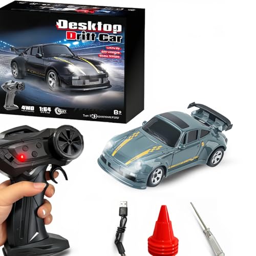 RC Drift Car, 1/64 Mini RC Remote Control Car, 2.4GHz Full Proportional RTR High Speed Micro Sports Racing Drift, 4WD HobbyFast Race Vehicle with Lights, Model Toys Gift for Kids, Boys, Adults - color: Green