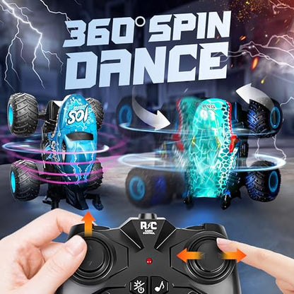BEZGAR Monster Truck Toys, 1:20 Remote Control Car with Two Shell | Blue Dinosaur Toys, RC Truck with 360° Spins and Drifting, Toy Car Gifts for Boys with Light and Music, 20 Mins Battery Life - color: Two Shells