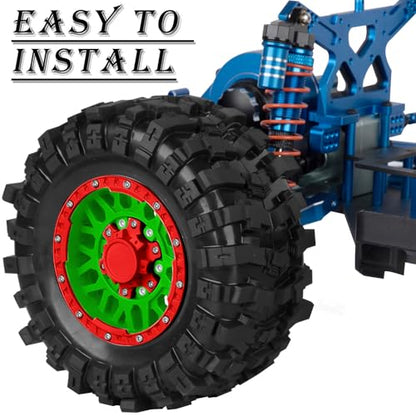 12mm/14mm/17mm RC Truck Wheel Tires for 1/10 Rustler Stampede Hoss,Granite Vorteks Big Rock,Axia 1 L0si Red cat Rc 4wd,Hard Plastic RC Truck Tires,RC Monster Truck Car Wheels,4PCS Red&Green - color: Red&green