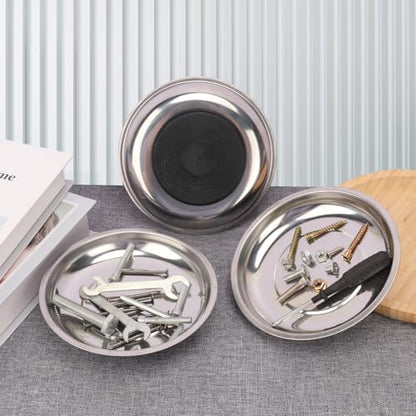 5 PCS 6 Inch Round Magnetic Parts Trays, Stainless steel 6 Inch Magnetic Tray, Magnetic Parts Tray, by GENHAKON - size: 6 inch