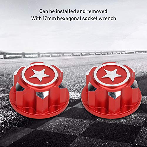 Vbest life Aluminium Alloy Hex Wheel Mount Nuts, 4pcs Metal 17mm Hex Wheel Nut RC Spare Part Replacement for RC Car - color: Red