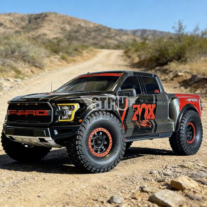 4PCS 1/8 1/7 RC Short Course Truck Tires and Wheels 17mm Hex All Terrain Off Road Tyres OD 5.31'' for 1:7 1:8 RC Buggy Truck Car HSP TRAXXAS UDR FS FSR Atom ARRMA Mojave EXB YK4072 DF7 (Red) - color: Red