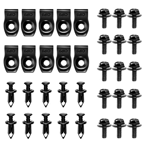 GOOACC GRC-70 35PCS Engine Under Cover Splash Shield Guard Body Bolts Bumper Fender Liner Push Retainer Fastener Rivet Clips , black - color: 35PCS Extruded U-nuts