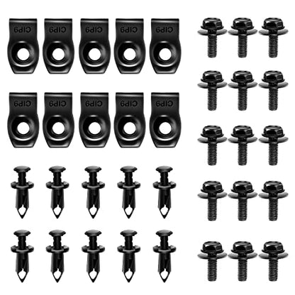 GOOACC GRC-70 35PCS Engine Under Cover Splash Shield Guard Body Bolts Bumper Fender Liner Push Retainer Fastener Rivet Clips , black - color: 35PCS Extruded U-nuts