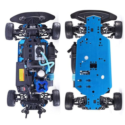 Nitro RC Cars for Adult 1/10 2.4G Professional Fast Drift Remote Control Car Two Speed Nitrogen Drive Truck 4WD 80KM/H Metal Chassis Gas Methanol Fuel Climbing Vehicle with Igniter (Black)