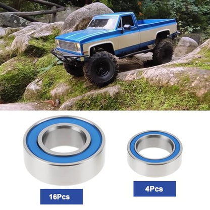 ECSiNG 20Pcs RC Car Rubber Sealed Ball Bearings Kit 6x12x4mm 5x8x2.5mm Compatible with Super Clod Buster Bullhead for Gearbox Counter Gear Wheel