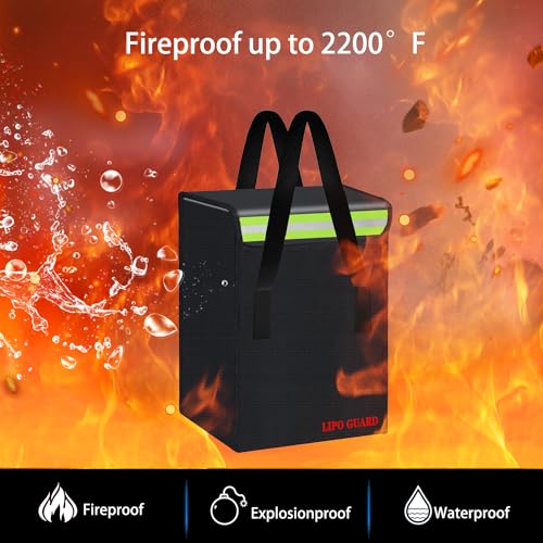 200 * 200 * 320mm Ebike Battery Safe Bag Large Capatity for Lipo Battery Pack Storage Charging Transport,Home Office Travel Lipo Safe Storage Pouch - size: 200*200*320mm