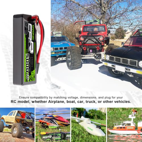 OVONIC 2S Hard Case Lipo Battery TRA Plug RC Car Battery 7.4V 120C Lipo for RC Car Trucks 1/8 1/10 RC Vehicles(2 Packs)
